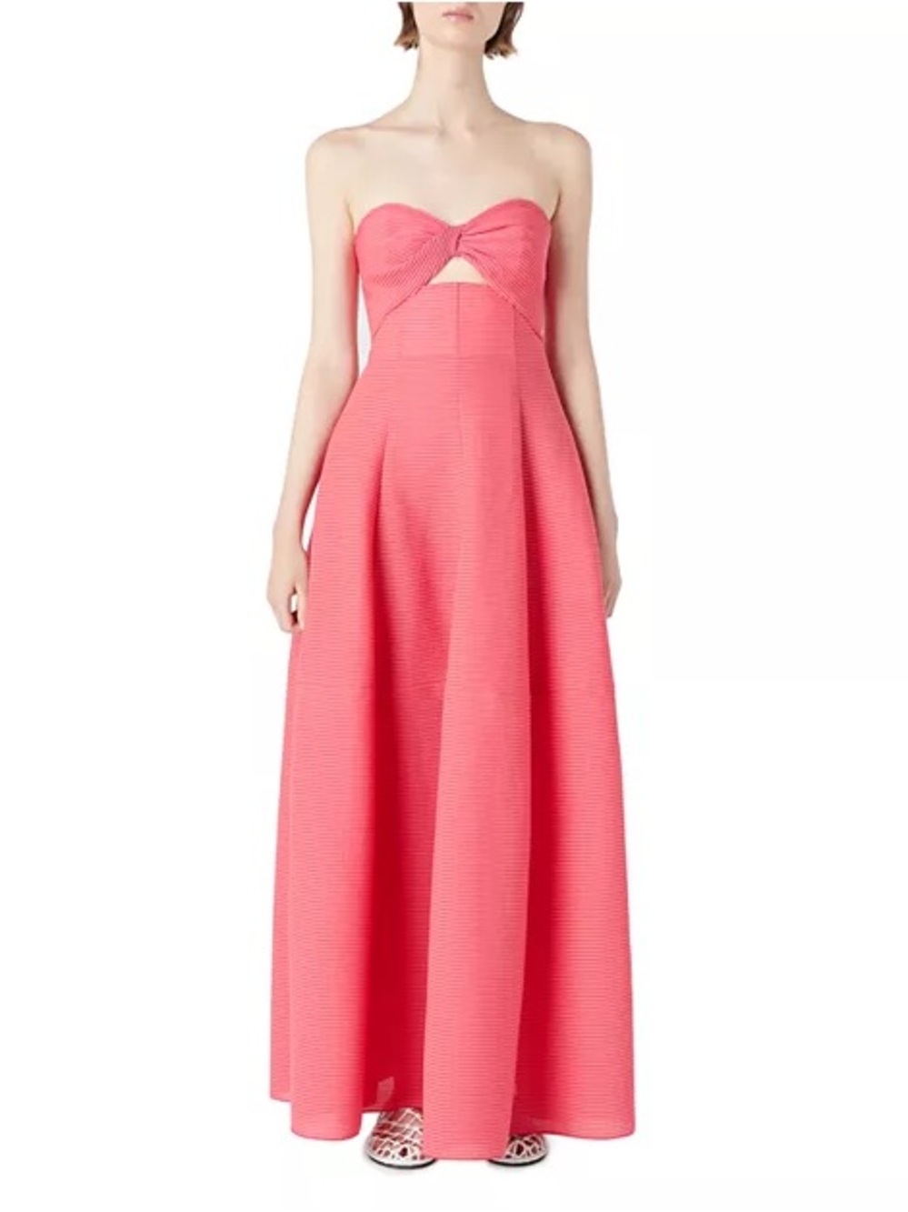 Emporio Armani Coral Strapless Twist-Bust Maxi Dress